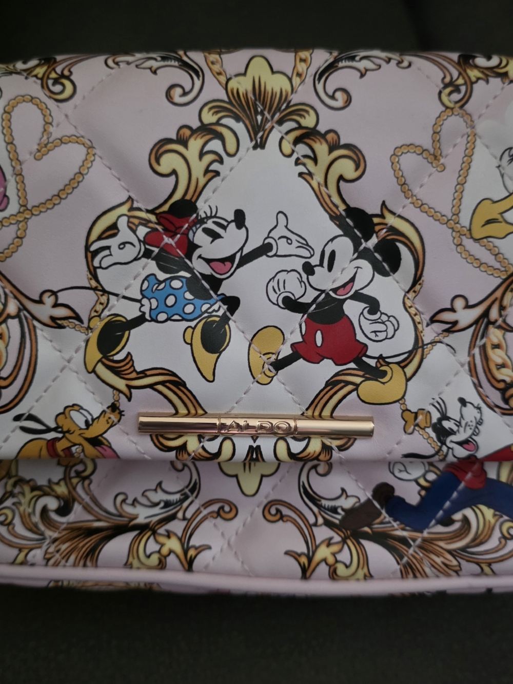 Aldo Pink Quilted Disney Minnie & Mickey Shoulder Bag